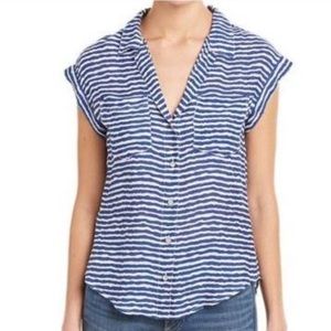 Jachs Girlfriend Striped Button Down Short Sleeve Blouse S✨